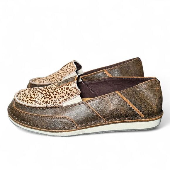 Ariat Women’s Cruiser Slip-On Loafers Size 10B Cowhide Leather Animal Print - Picture 5 of 8